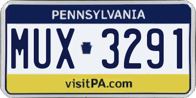 PA license plate MUX3291