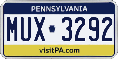 PA license plate MUX3292