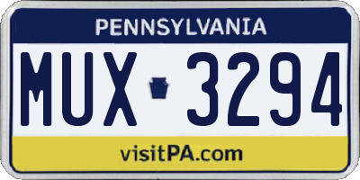 PA license plate MUX3294
