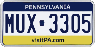 PA license plate MUX3305