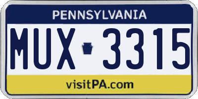 PA license plate MUX3315