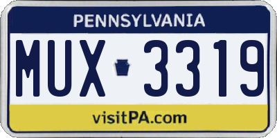 PA license plate MUX3319
