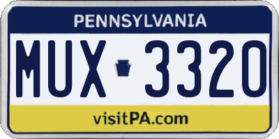PA license plate MUX3320