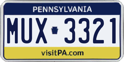 PA license plate MUX3321