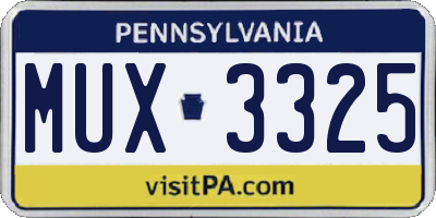 PA license plate MUX3325
