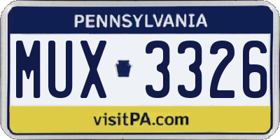 PA license plate MUX3326