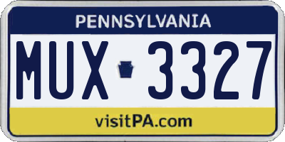 PA license plate MUX3327