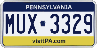 PA license plate MUX3329