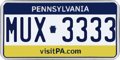 PA license plate MUX3333