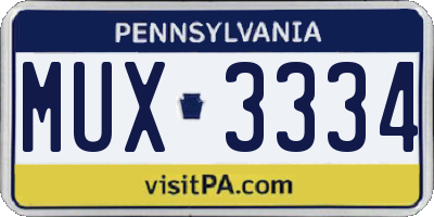 PA license plate MUX3334