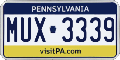 PA license plate MUX3339