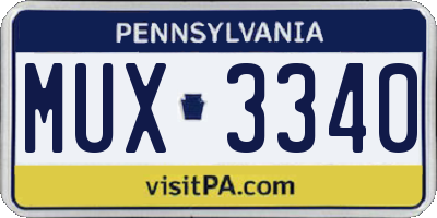 PA license plate MUX3340