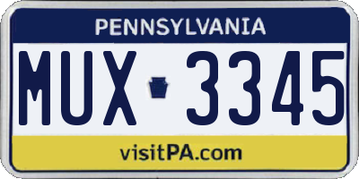 PA license plate MUX3345