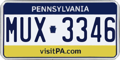 PA license plate MUX3346