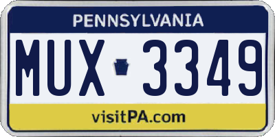 PA license plate MUX3349