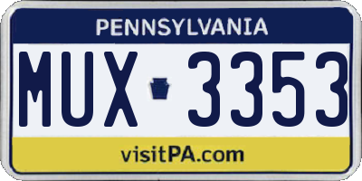 PA license plate MUX3353