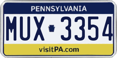 PA license plate MUX3354