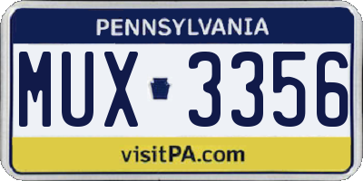 PA license plate MUX3356