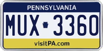 PA license plate MUX3360