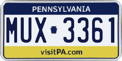 PA license plate MUX3361