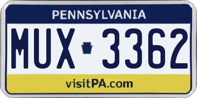 PA license plate MUX3362