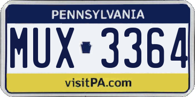 PA license plate MUX3364