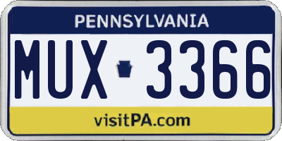 PA license plate MUX3366