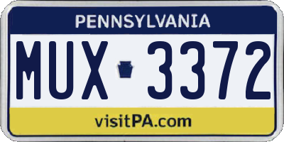 PA license plate MUX3372