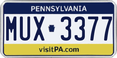PA license plate MUX3377