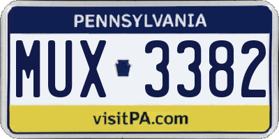 PA license plate MUX3382