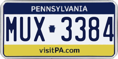 PA license plate MUX3384