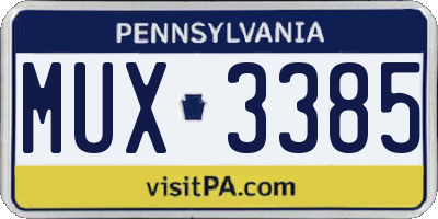 PA license plate MUX3385