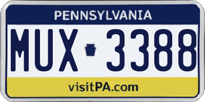 PA license plate MUX3388