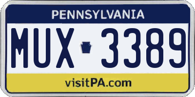 PA license plate MUX3389
