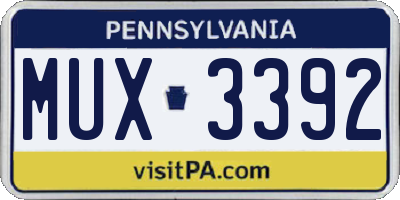 PA license plate MUX3392
