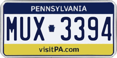 PA license plate MUX3394