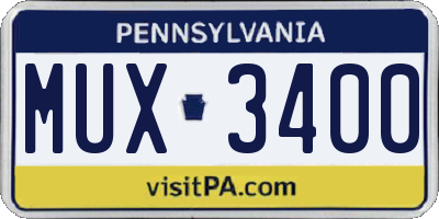PA license plate MUX3400