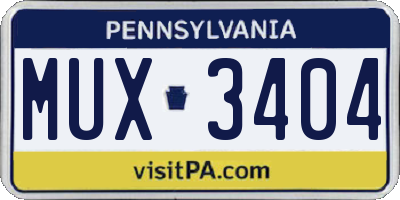 PA license plate MUX3404