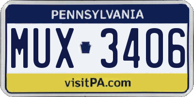 PA license plate MUX3406