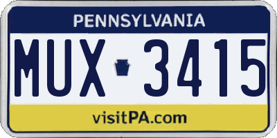 PA license plate MUX3415