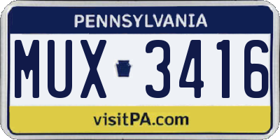 PA license plate MUX3416