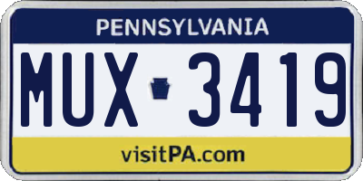 PA license plate MUX3419