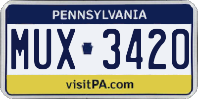 PA license plate MUX3420