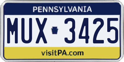 PA license plate MUX3425