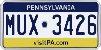 PA license plate MUX3426