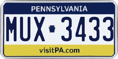PA license plate MUX3433