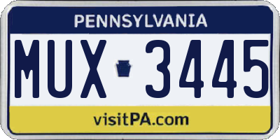 PA license plate MUX3445