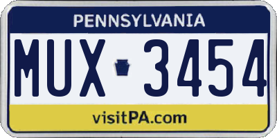 PA license plate MUX3454