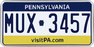 PA license plate MUX3457