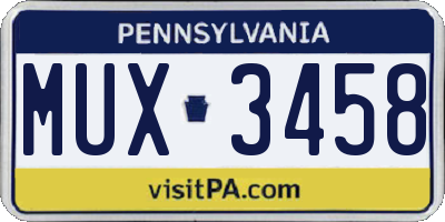 PA license plate MUX3458